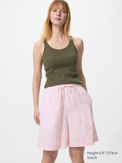 Uniqlo - Short Easy En Lin Mélangé (Rayé) - Rose - Xxs
