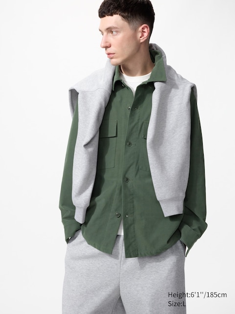 Uniqlo - Surchemise En Jersey Oversize - Vert Foncé - Xl