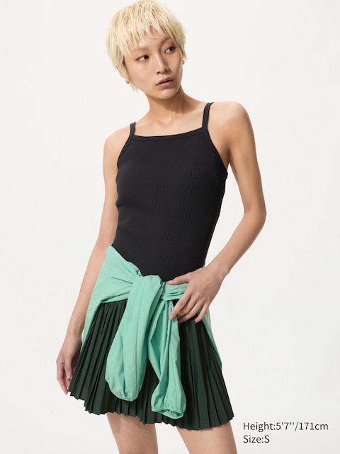 Uniqlo - Caraco À Brassière Intégrée (Encolure Carrée) - Noir - Xxs