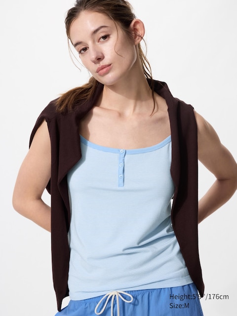 Uniqlo - Caraco En Modal Doux (Rayé) - Bleu - Xxl