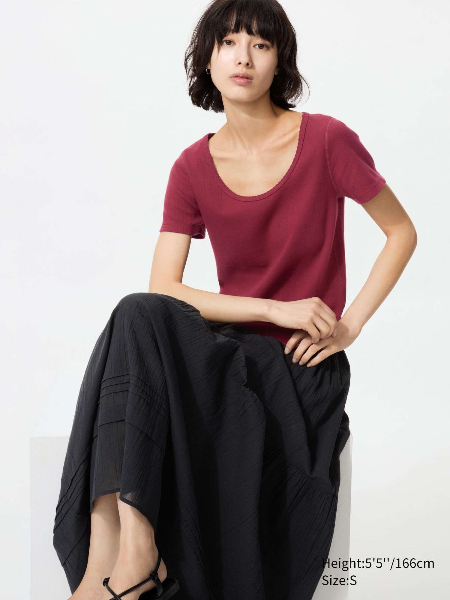 T-shirt Pointelle Scollo Tondo
