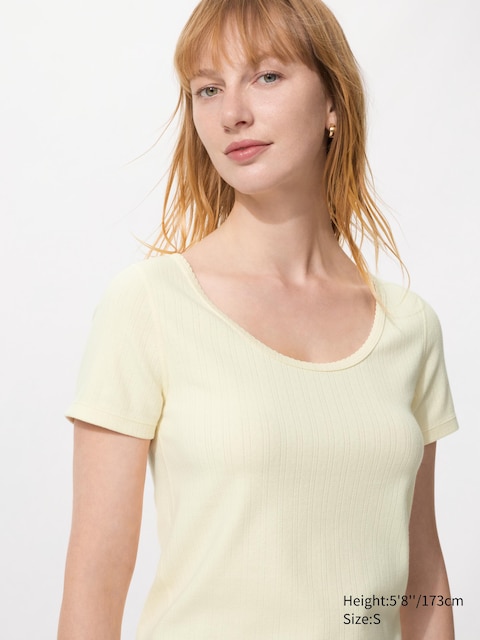 Uniqlo - T-Shirt En Pointelle - Crème - L