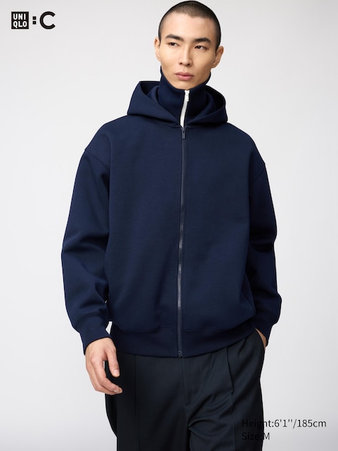 Uniqlo - Sweat Zippé Oversize À Capuche - Bleu Marine - S