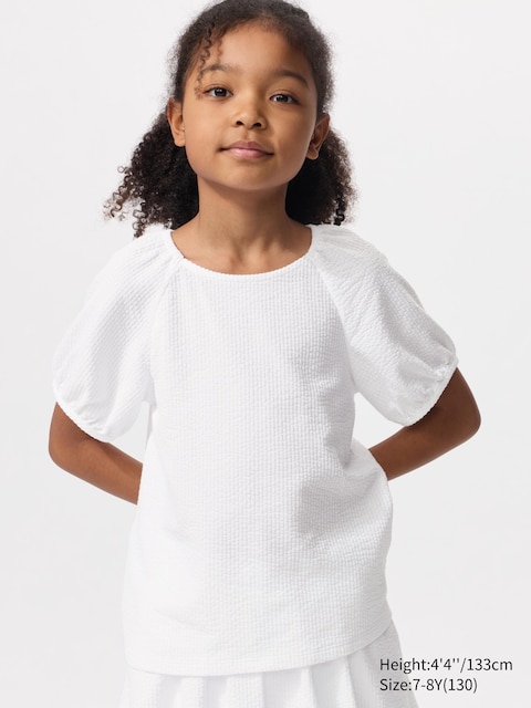Uniqlo - Camiseta Mangas Volumen - 9-10 Años (140Cm) Blanco Unisex Niño