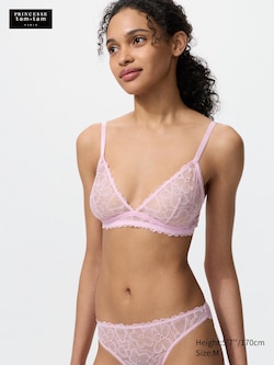 Floral Flat Lace Wireless Bra