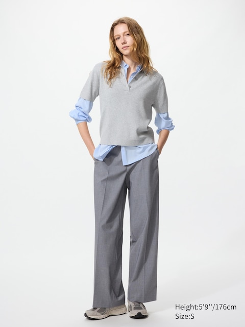 Uniqlo - Pantalon Smart Large (Long) - Gris - Xs