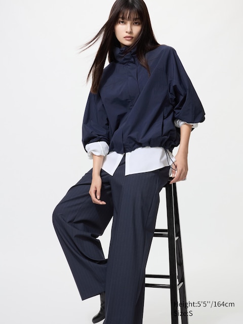 Uniqlo - Pantalon Smart Large (Rayé) - Bleu Marine - M