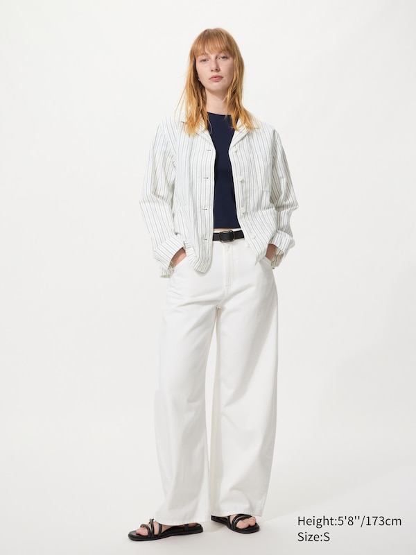 Linen Blend Coverall (Striped)