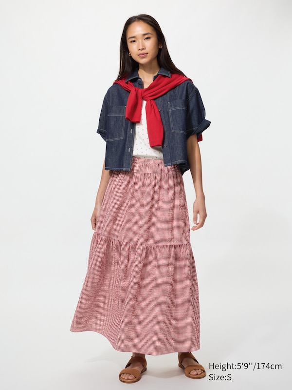 Tiered Maxi Skirt Gingham