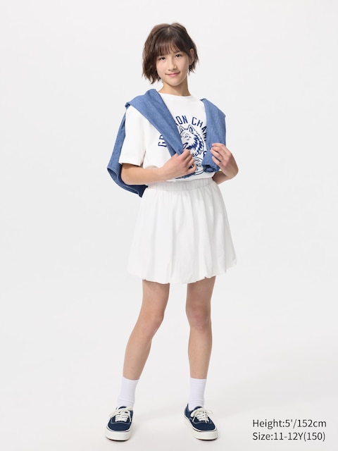 Uniqlo - Niña Falda Pantalón - 9-10 Años (140Cm) Blanco Unisex Niño