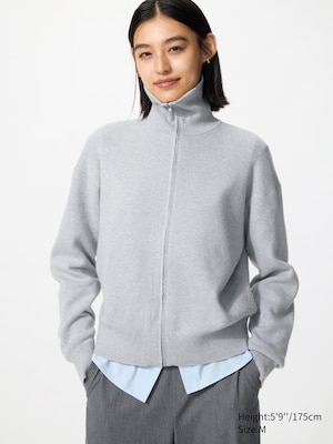 Smooth Cotton Full-Zip Cardigan
