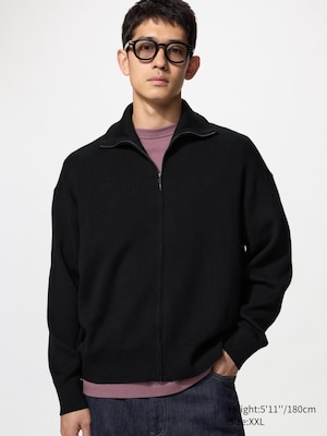 Smooth Cotton Full-Zip Cardigan