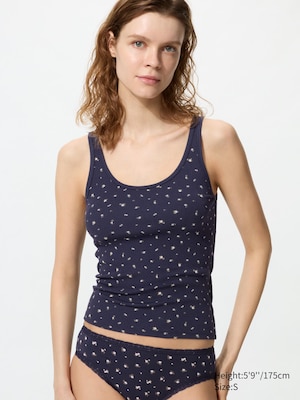 Ribbed Sleeveless Top (Flowers)