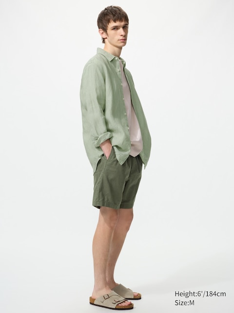 Uniqlo - Short Easy En Lin Mélangé - Vert Olive - S