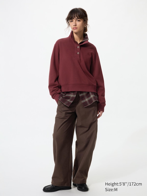 Button-Up Sweat Pullover