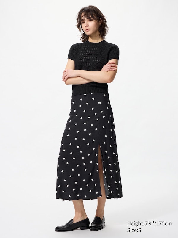 Viskose Rock (lang, Schlitz, gepunktet)