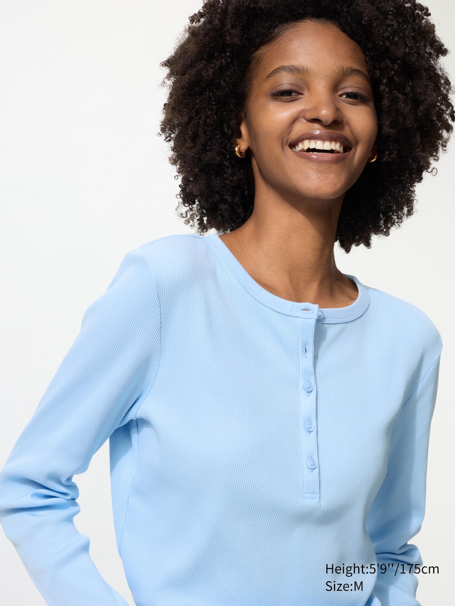 Women's Ribbed Henley Neck Long Sleeve T-Shirt | UNIQLO IT