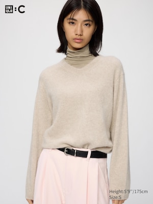 Fluffy 100% Cashmere Relaxed V Neck Jumper