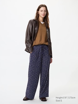 Ribbed Wide Easy Trousers (Printed)