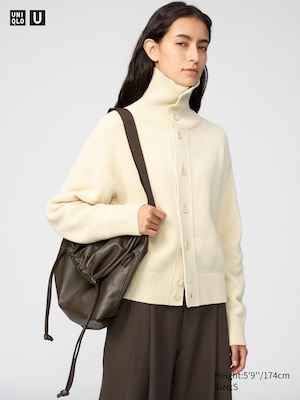 100% Lambswool Stand Collar Cardigan