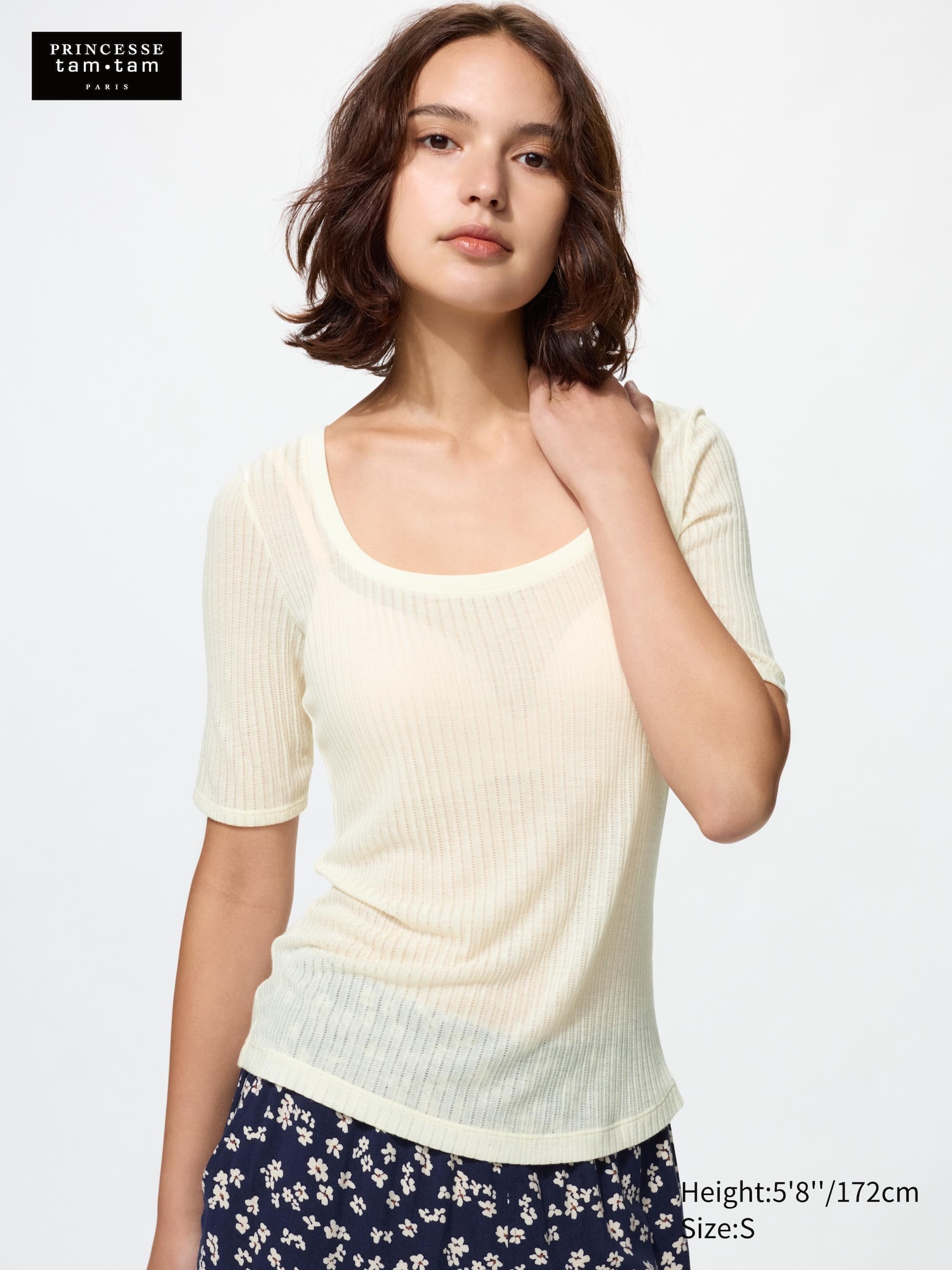 HEATTECH Cashmere Blend Pointelle Scoop Neck T-Shirt