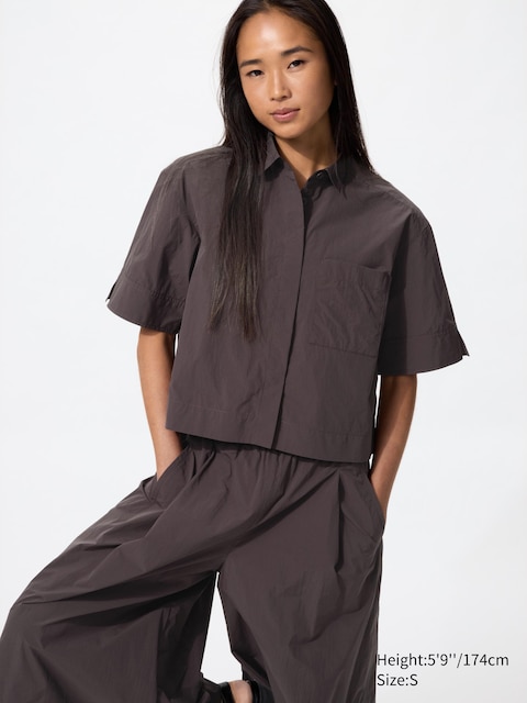 Uniqlo - Chemise Boxy (Manches Courtes) - Marron Foncé - Xs