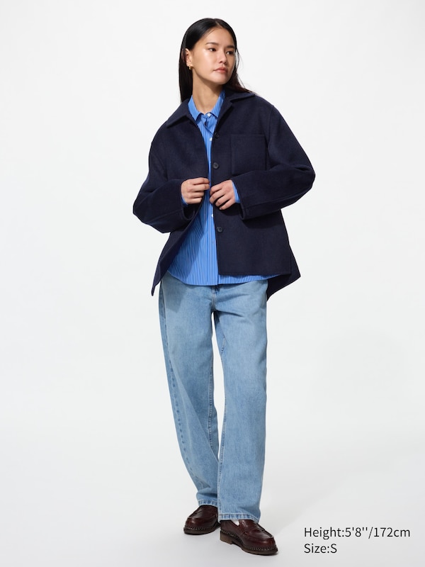 Double-Faced Wool Blend Shirt Jacket