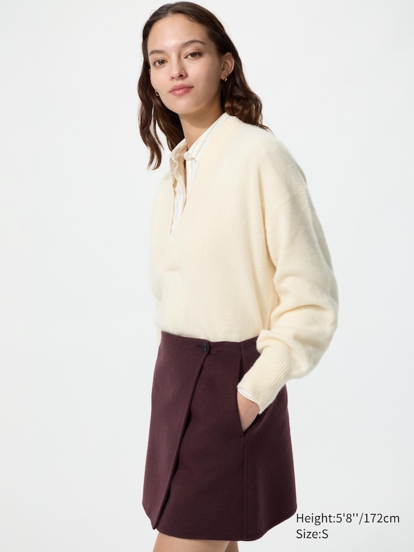 Doubled-Faced Wool Blend Mini Skirt