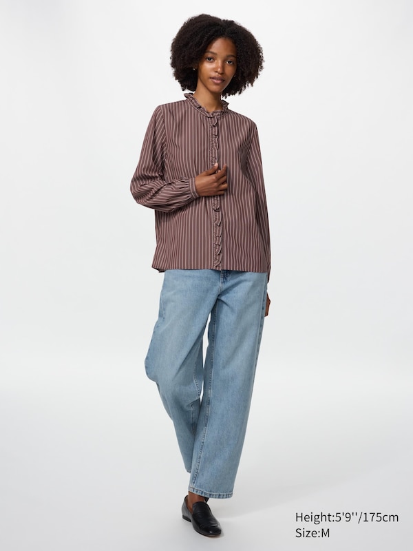 Rayon Blend Shirt (Frill, Striped)