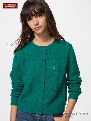 Pointelle Crew Neck Cardigan