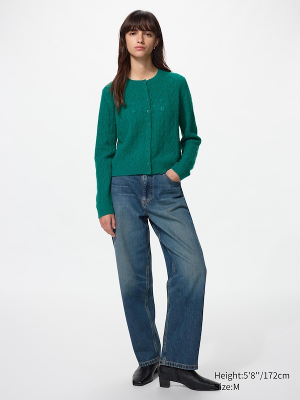 Pointelle Crew Neck Cardigan