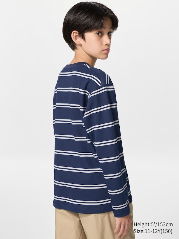 AIRism Camiseta algodón cuello redondo rayas