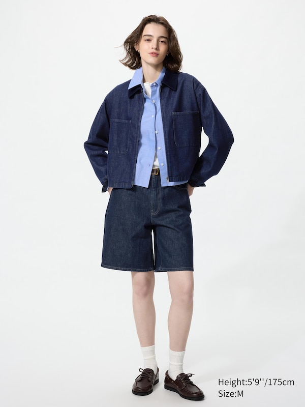 Zip-Up Short Jacket (Denim)