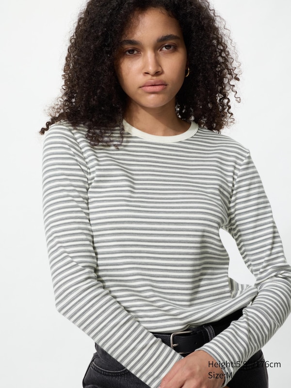 Soft Ribbed T-Shirt (Striped, Long Sleeve)