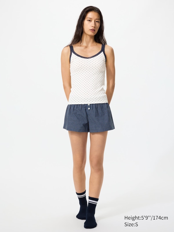 Ribbed Lace V Neck Camisole