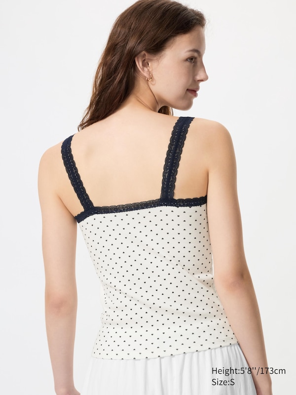Ribbed Lace V Neck Camisole