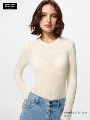HEATTECH Cashmere Blend Pointelle Long Sleeve T-Shirt