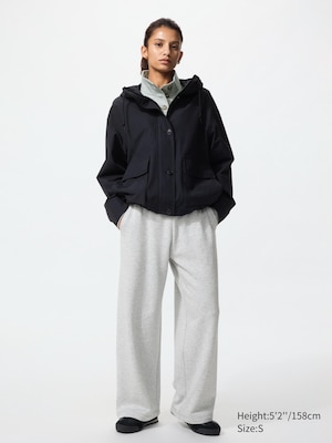 Warm Pile Lined Sweat Wide Trousers (Shorter)