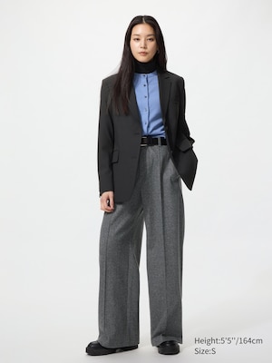 Brushed Jersey Wide Trousers (Herringbone)