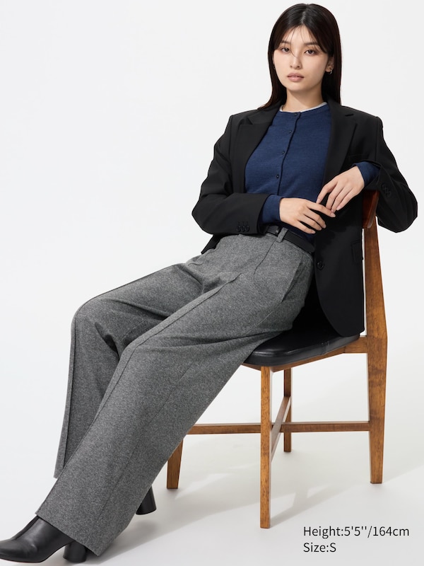 Brushed Jersey Wide Trousers (Herringbone)