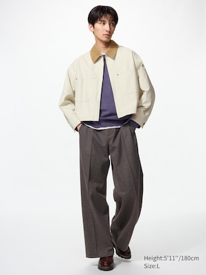 Brushed Jersey Wide Trousers (Herringbone)