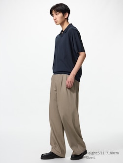 Smart Pleated Wide Trousers (Checked, Longer)