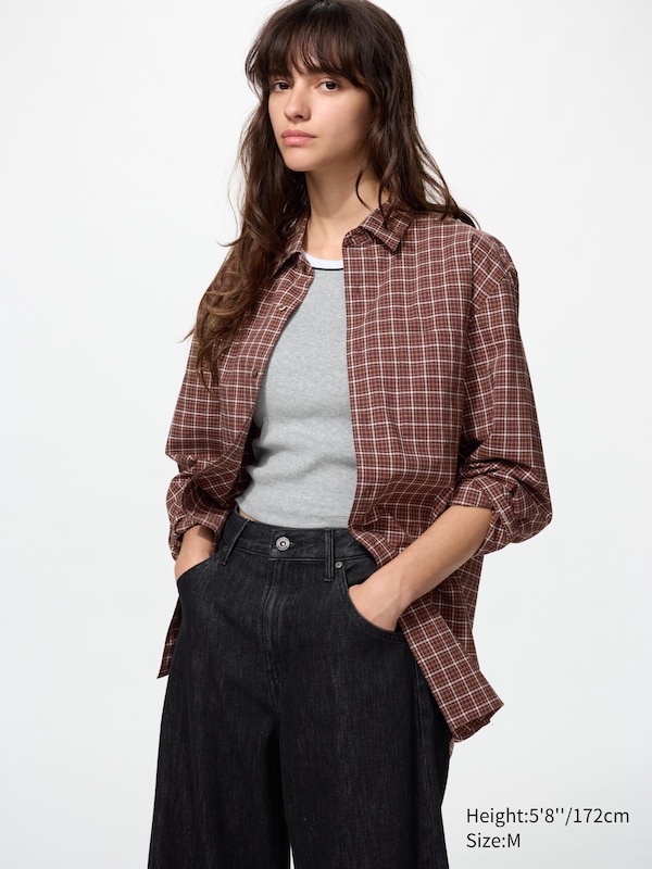 Camicia Popeline Regular a Quadri