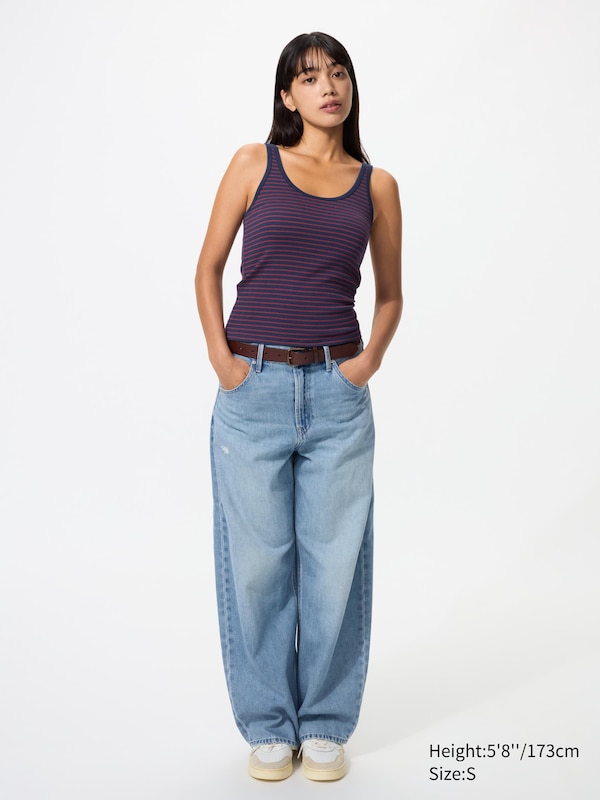 Ribbed Sleeveless Top (Striped)