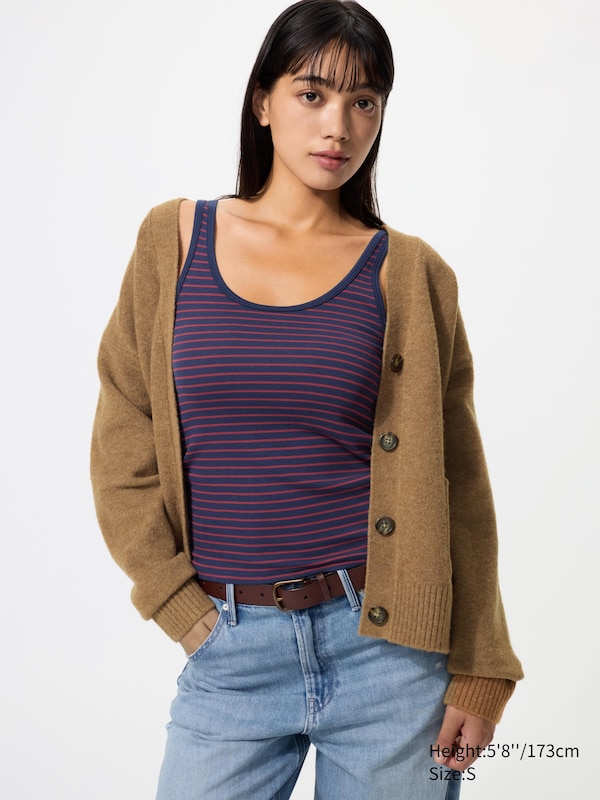 Ribbed Sleeveless Top (Striped)