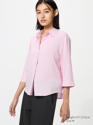 Rayon Skipper Collar Blouse (3/4 Sleeve)