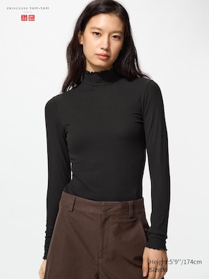 HEATTECH Extra Warm Kasjmiermix Longsleeve (Hoge Hals, Rib)