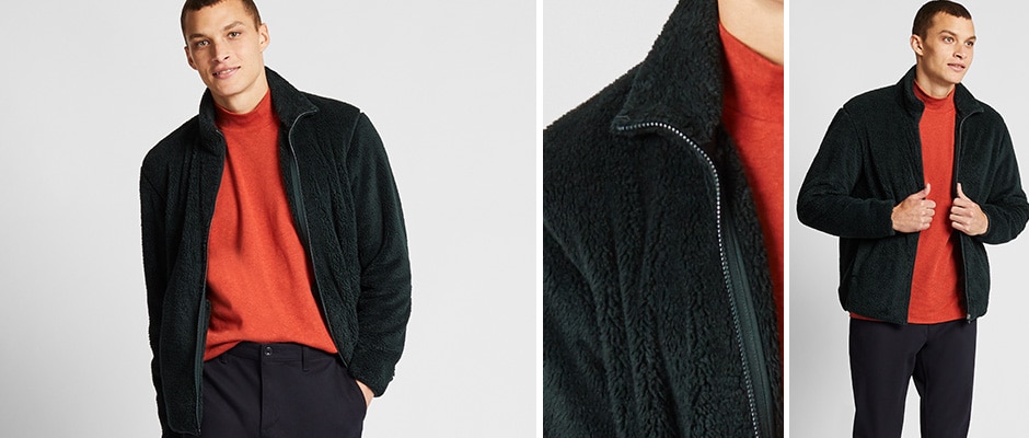FLUFFY YARN FLEECE ZIPPED JACKET