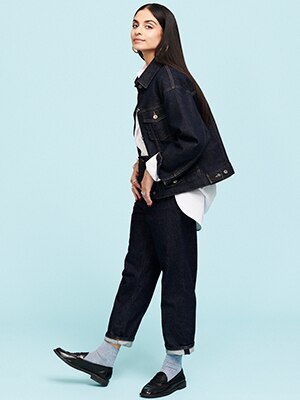 SLOUCH RELAXED FIT TAPERED ANKLE LENGTH JEANS