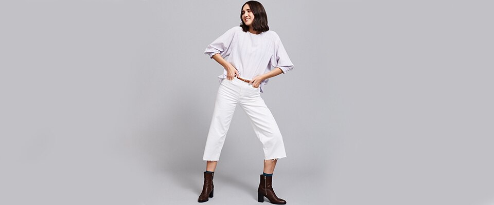 HIGH RISE WIDE CROPPED JEANS